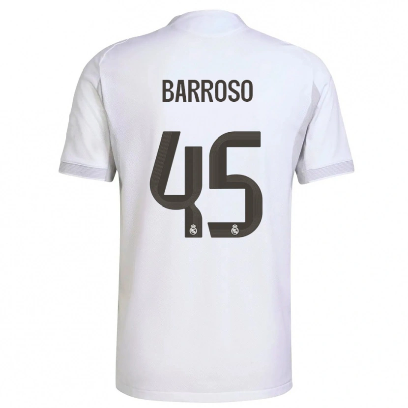 Danxen Enfant Maillot Jaime Barroso #45 Blanc Jaune Tenues Domicile 2025/26 T-Shirt
