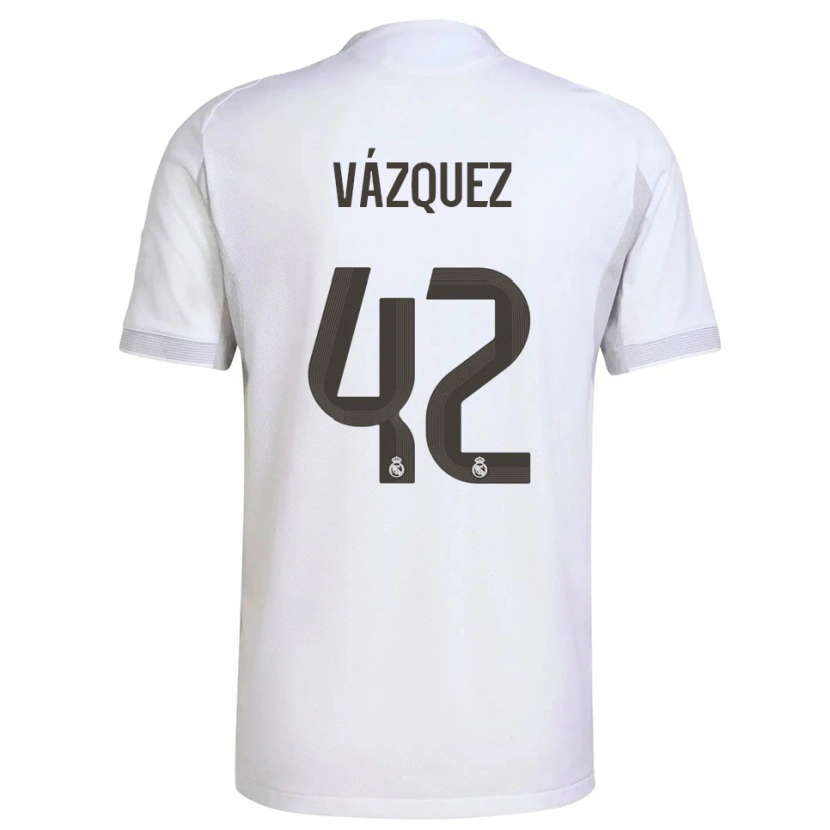Danxen Enfant Maillot Erik Vázquez #42 Blanc Jaune Tenues Domicile 2025/26 T-Shirt