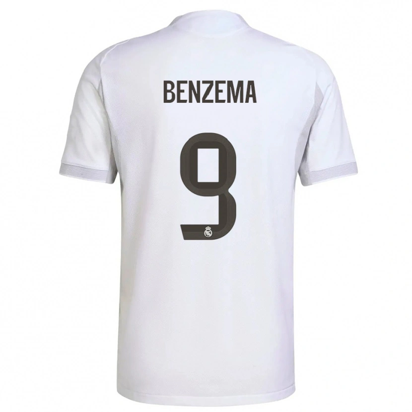 Danxen Enfant Maillot Karim Benzema #9 Blanc Jaune Tenues Domicile 2025/26 T-Shirt