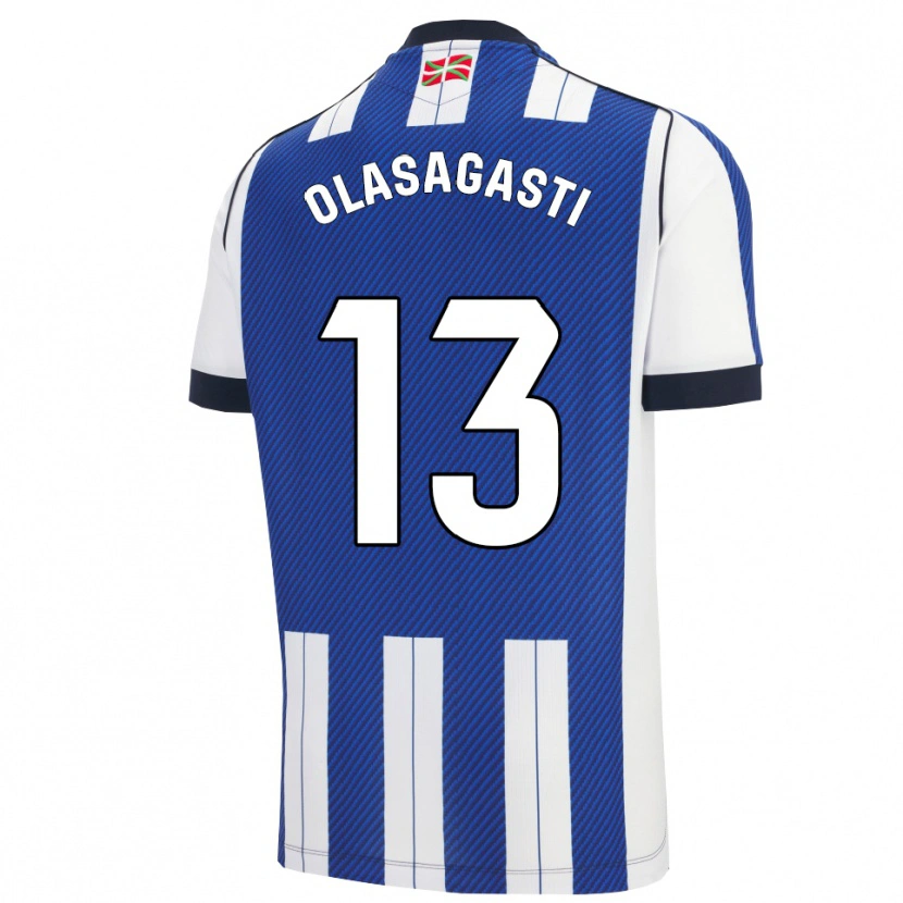 Danxen Enfant Maillot Lander Olasagasti #13 Bleu Blanc Tenues Domicile 2025/26 T-Shirt