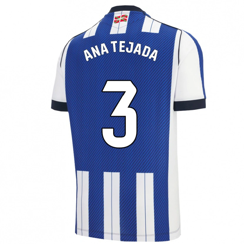 Danxen Enfant Maillot Ana Tejada Jiménez #3 Bleu Blanc Tenues Domicile 2025/26 T-Shirt