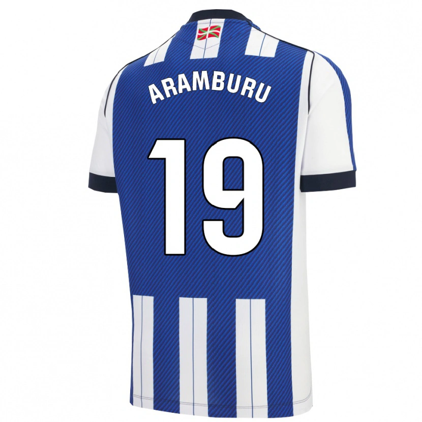 Danxen Enfant Maillot Jon Aramburu #19 Bleu Blanc Tenues Domicile 2025/26 T-Shirt