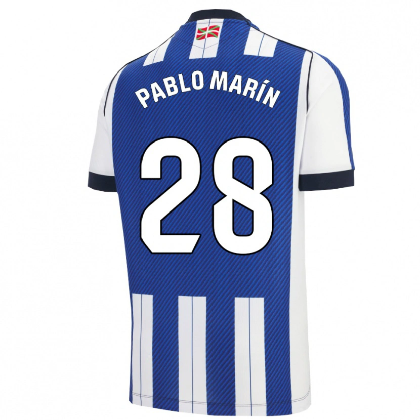 Danxen Enfant Maillot Pablo Marín #28 Bleu Blanc Tenues Domicile 2025/26 T-Shirt
