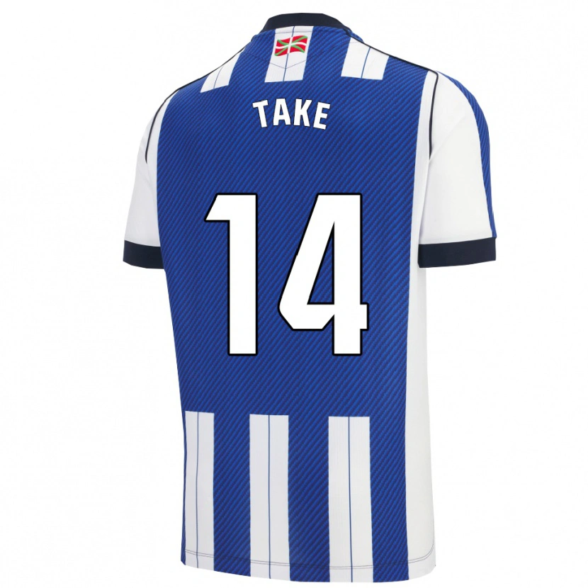 Danxen Enfant Maillot Takefusa Kubo #14 Bleu Blanc Tenues Domicile 2025/26 T-Shirt