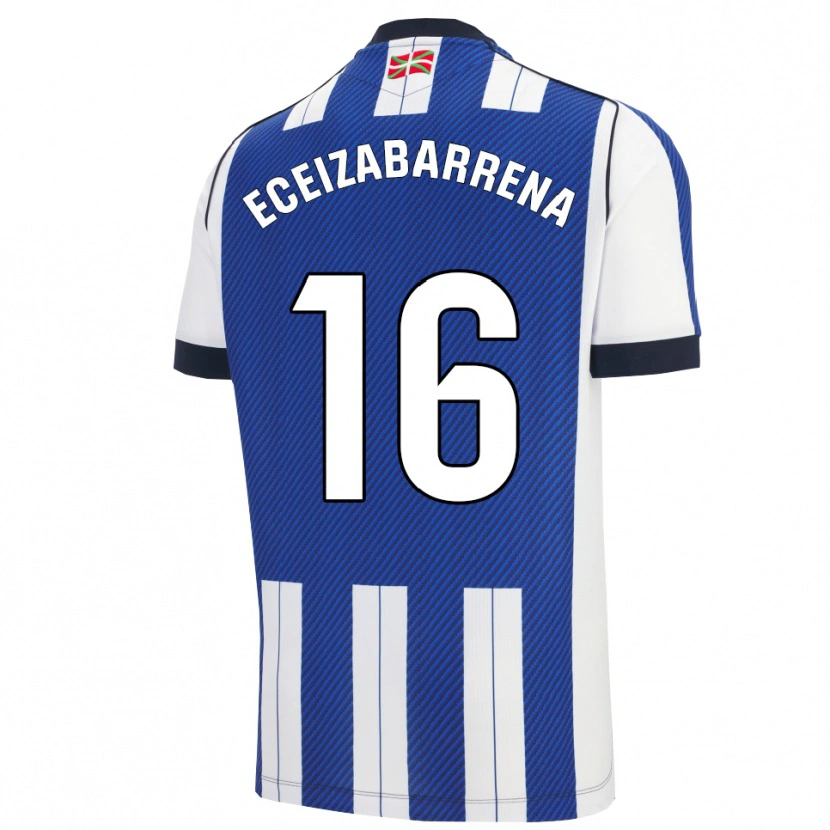 Danxen Enfant Maillot Jon Eceizabarrena #16 Bleu Blanc Tenues Domicile 2025/26 T-Shirt