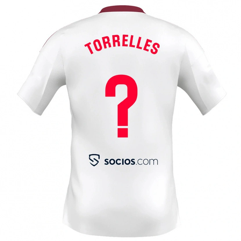 Danxen Enfant Maillot Genís Torrelles #0 Blanc Rouge Tenues Domicile 2025/26 T-Shirt