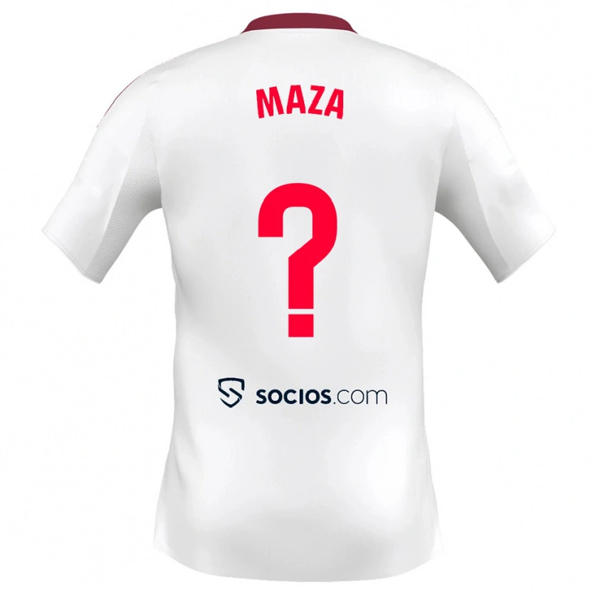 Danxen Enfant Maillot Manuel Maza #0 Blanc Rouge Tenues Domicile 2025/26 T-Shirt