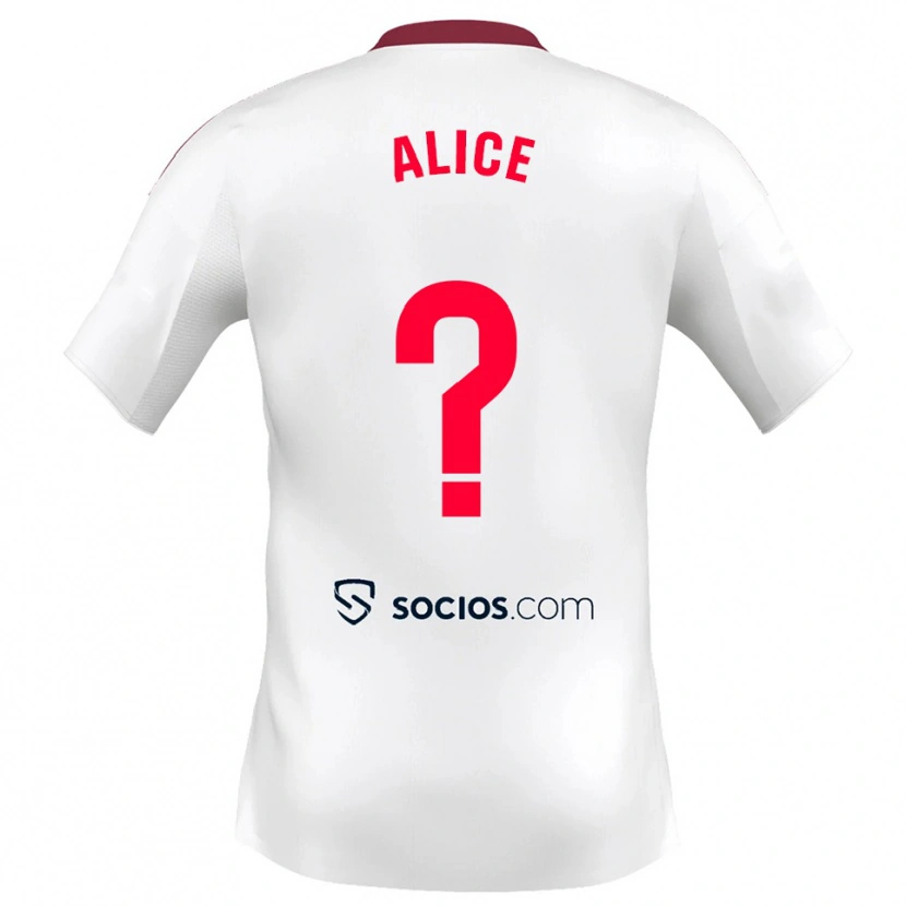 Danxen Enfant Maillot Alice Marques #0 Blanc Rouge Tenues Domicile 2025/26 T-Shirt
