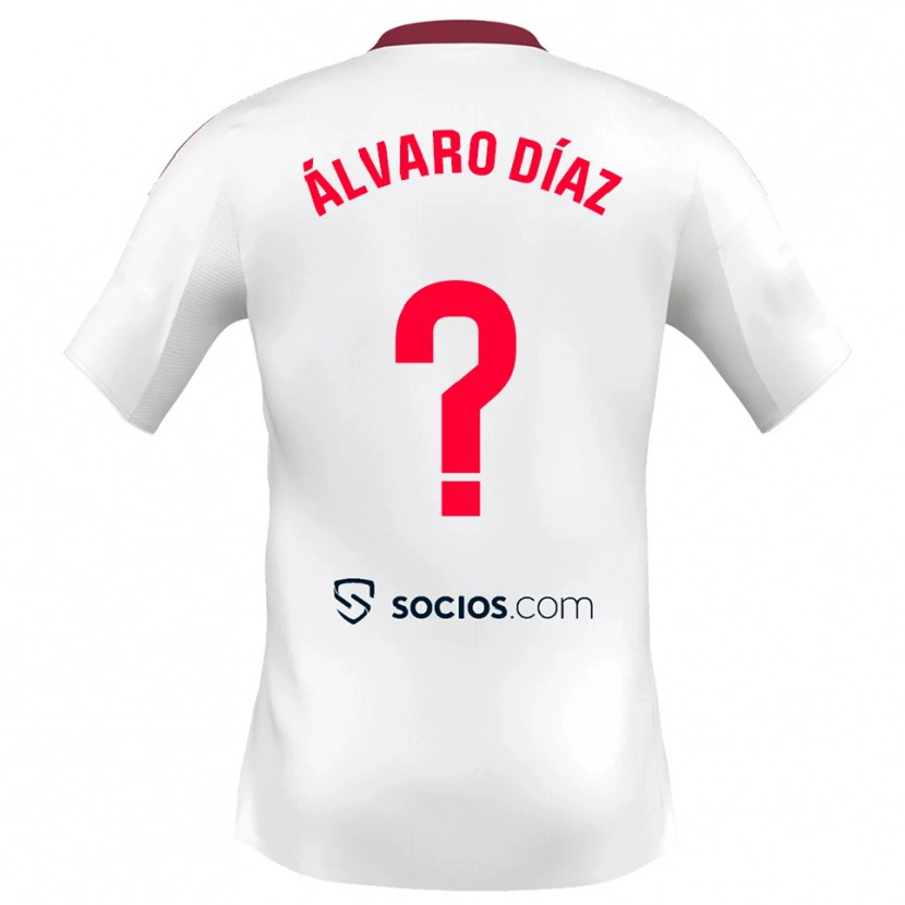 Danxen Enfant Maillot Álvaro Díaz #0 Blanc Rouge Tenues Domicile 2025/26 T-Shirt