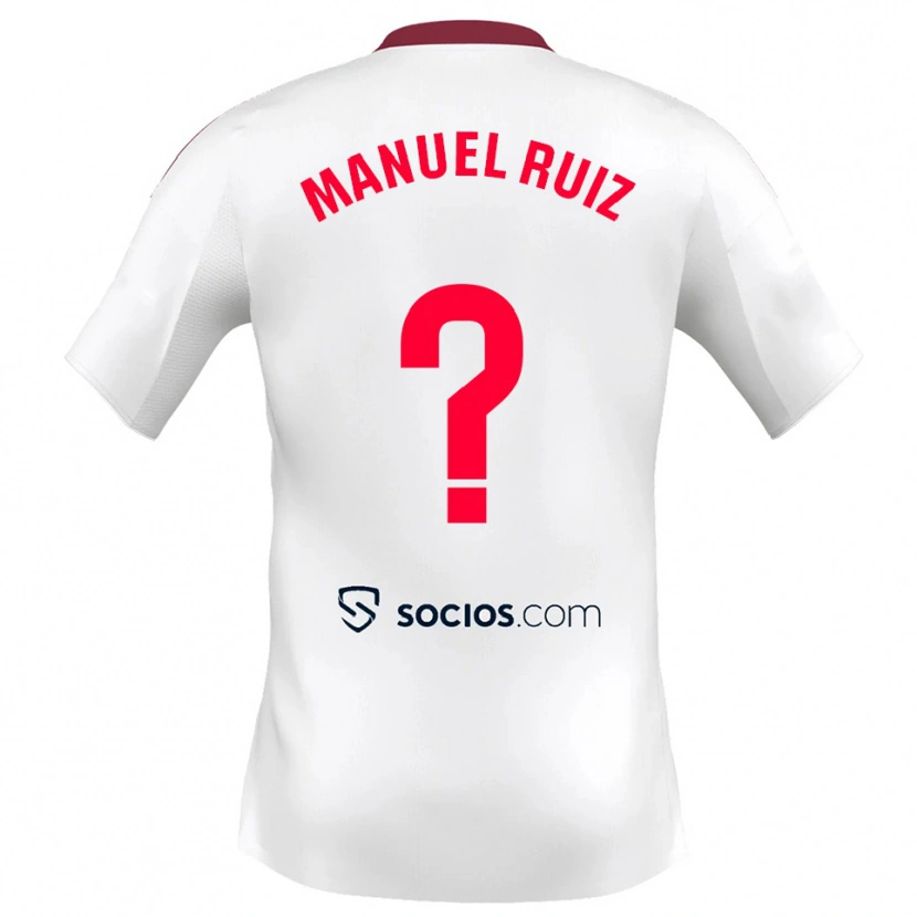 Danxen Enfant Maillot José Manuel Ruiz #0 Blanc Rouge Tenues Domicile 2025/26 T-Shirt