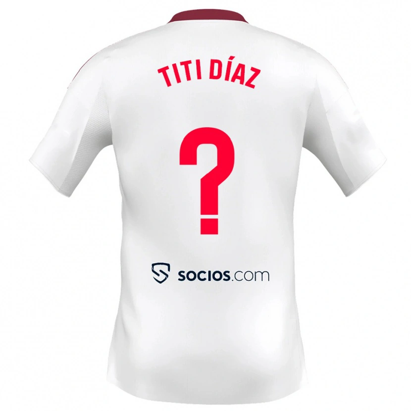 Danxen Enfant Maillot Titi Díaz #0 Blanc Rouge Tenues Domicile 2025/26 T-Shirt