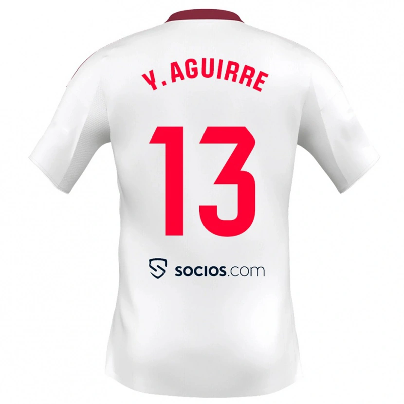 Danxen Enfant Maillot Yolanda Aguirre Gutiérrez #13 Blanc Rouge Tenues Domicile 2025/26 T-Shirt