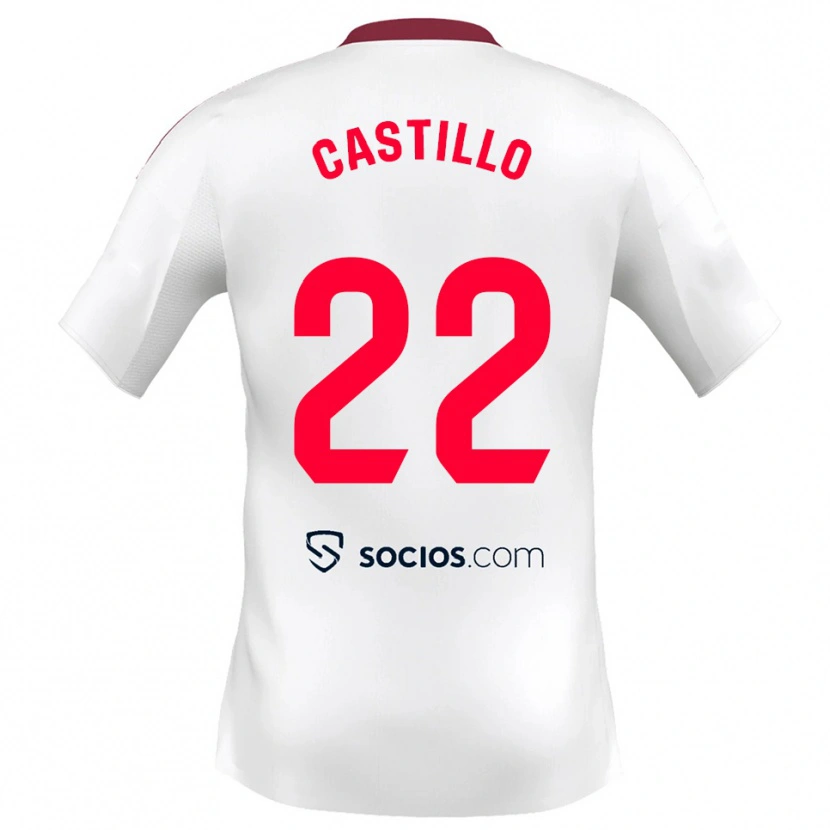 Danxen Enfant Maillot José Castillo #22 Blanc Rouge Tenues Domicile 2025/26 T-Shirt