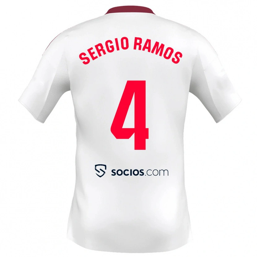 Danxen Enfant Maillot Sergio Ramos #4 Blanc Rouge Tenues Domicile 2025/26 T-Shirt