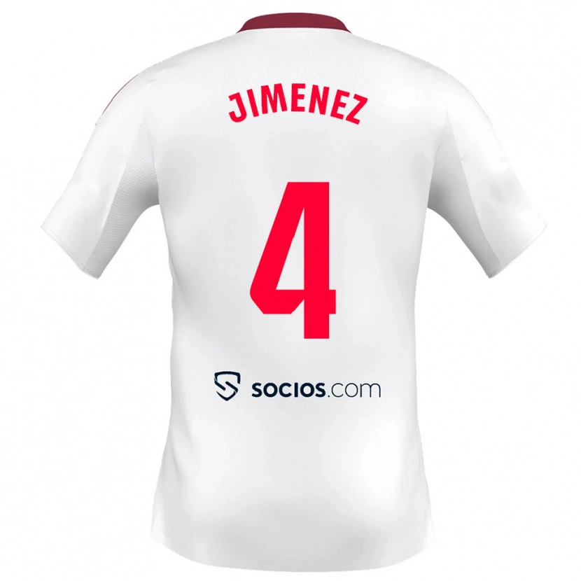 Danxen Enfant Maillot Diego Jiménez #4 Blanc Rouge Tenues Domicile 2025/26 T-Shirt