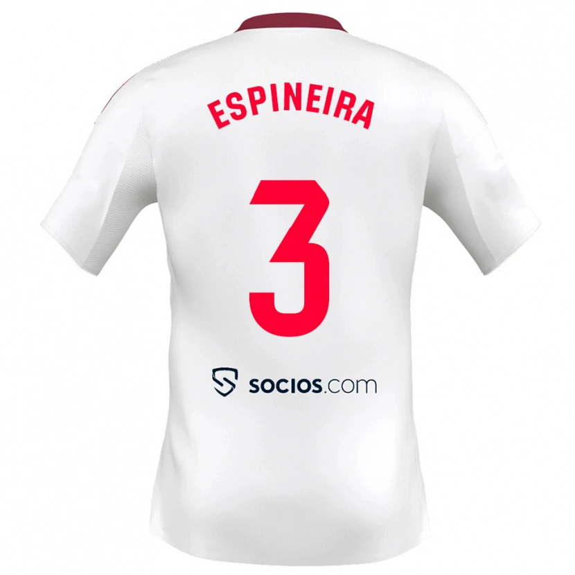Danxen Enfant Maillot Alberto Espiñeira #3 Blanc Rouge Tenues Domicile 2025/26 T-Shirt