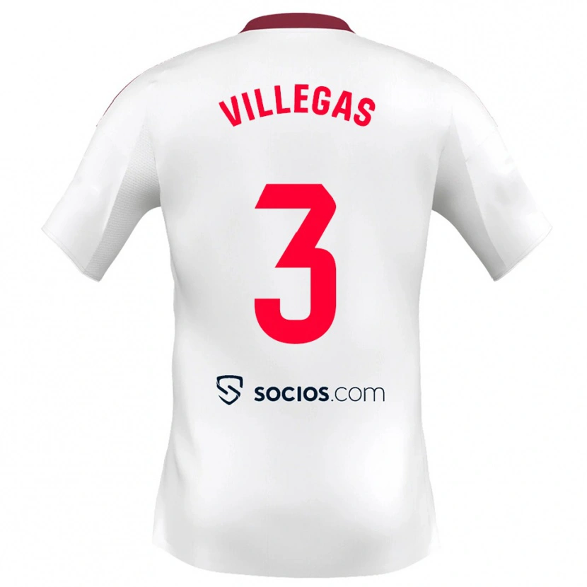 Danxen Enfant Maillot Juancho Villegas #3 Blanc Rouge Tenues Domicile 2025/26 T-Shirt