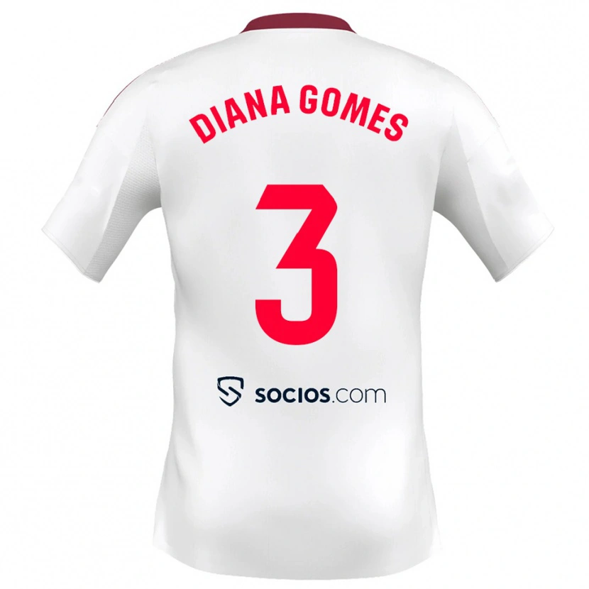 Danxen Enfant Maillot Diana Catarina Ribeiro Gomes #3 Blanc Rouge Tenues Domicile 2025/26 T-Shirt