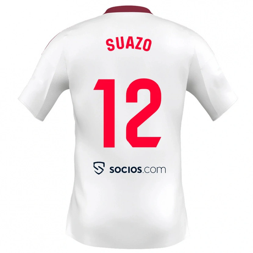 Danxen Enfant Maillot Gabriel Suazo #12 Blanc Rouge Tenues Domicile 2025/26 T-Shirt