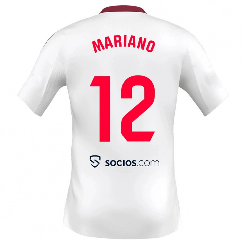 Danxen Enfant Maillot Mariano Diaz #12 Blanc Rouge Tenues Domicile 2025/26 T-Shirt