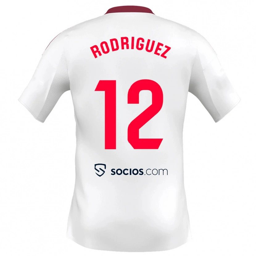 Danxen Enfant Maillot Lucía María Rodríguez Herrero #12 Blanc Rouge Tenues Domicile 2025/26 T-Shirt