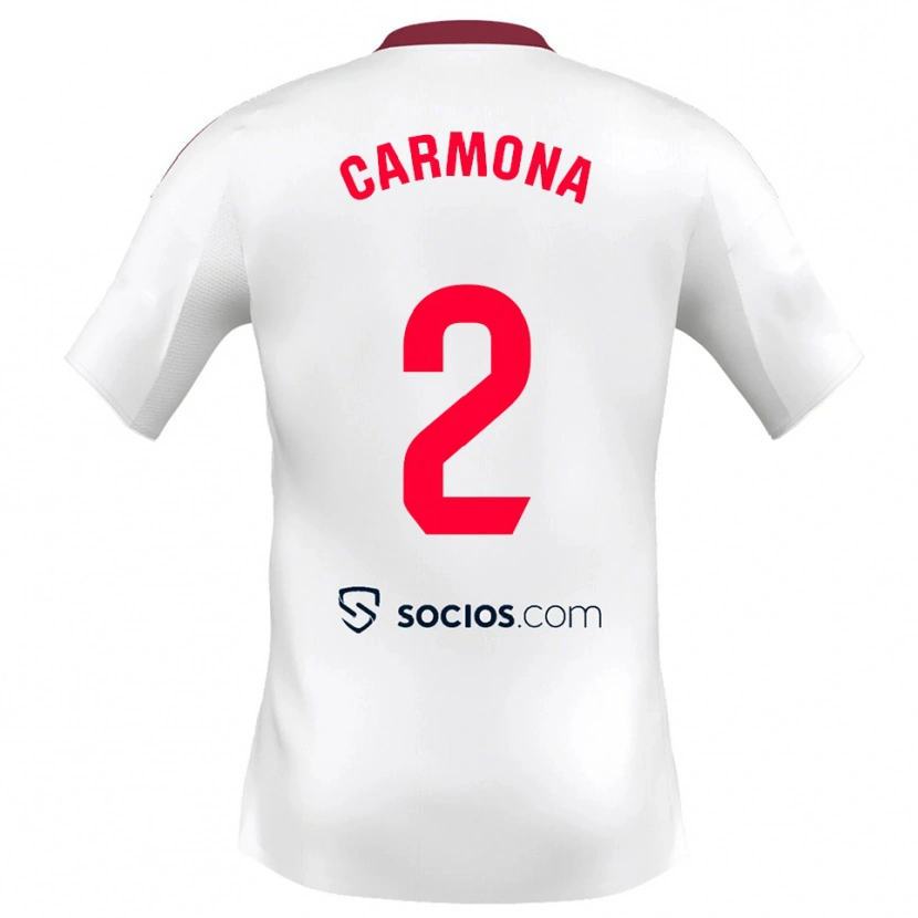 Danxen Enfant Maillot José Ángel Carmona #2 Blanc Rouge Tenues Domicile 2025/26 T-Shirt