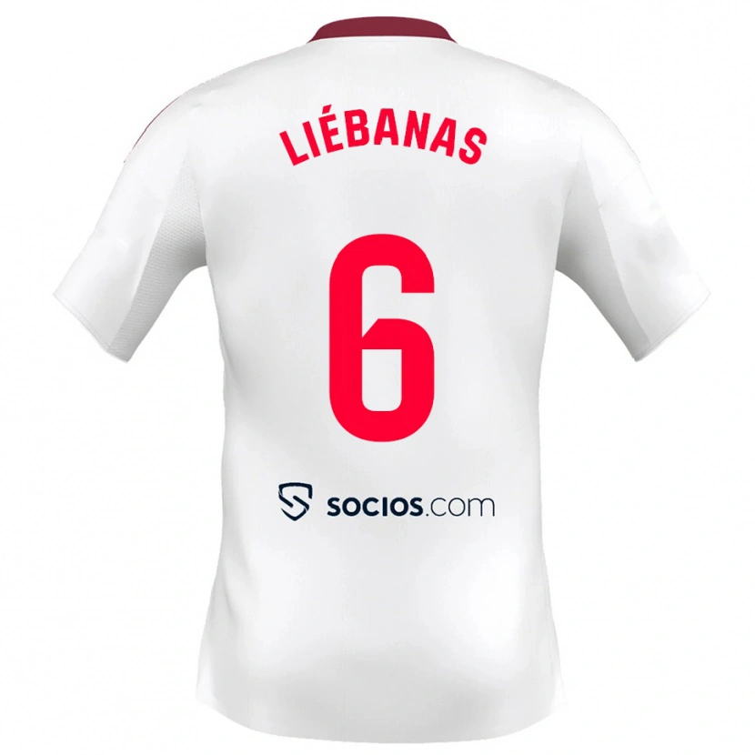 Danxen Enfant Maillot José Manuel Liébanas #6 Blanc Rouge Tenues Domicile 2025/26 T-Shirt