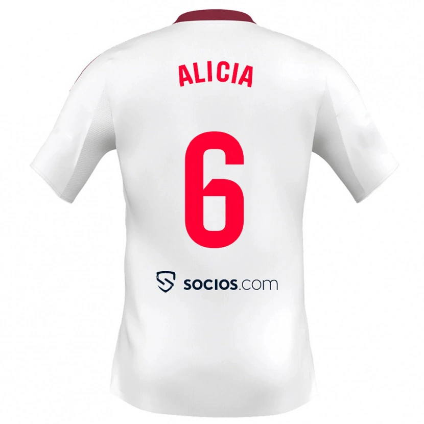 Danxen Enfant Maillot Alicia Redondo González #6 Blanc Rouge Tenues Domicile 2025/26 T-Shirt