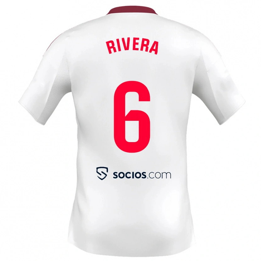 Danxen Enfant Maillot Pablo Rivera #6 Blanc Rouge Tenues Domicile 2025/26 T-Shirt