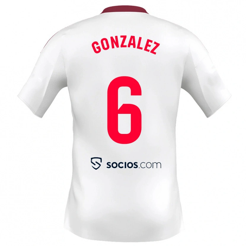 Danxen Enfant Maillot Pamela González #6 Blanc Rouge Tenues Domicile 2025/26 T-Shirt