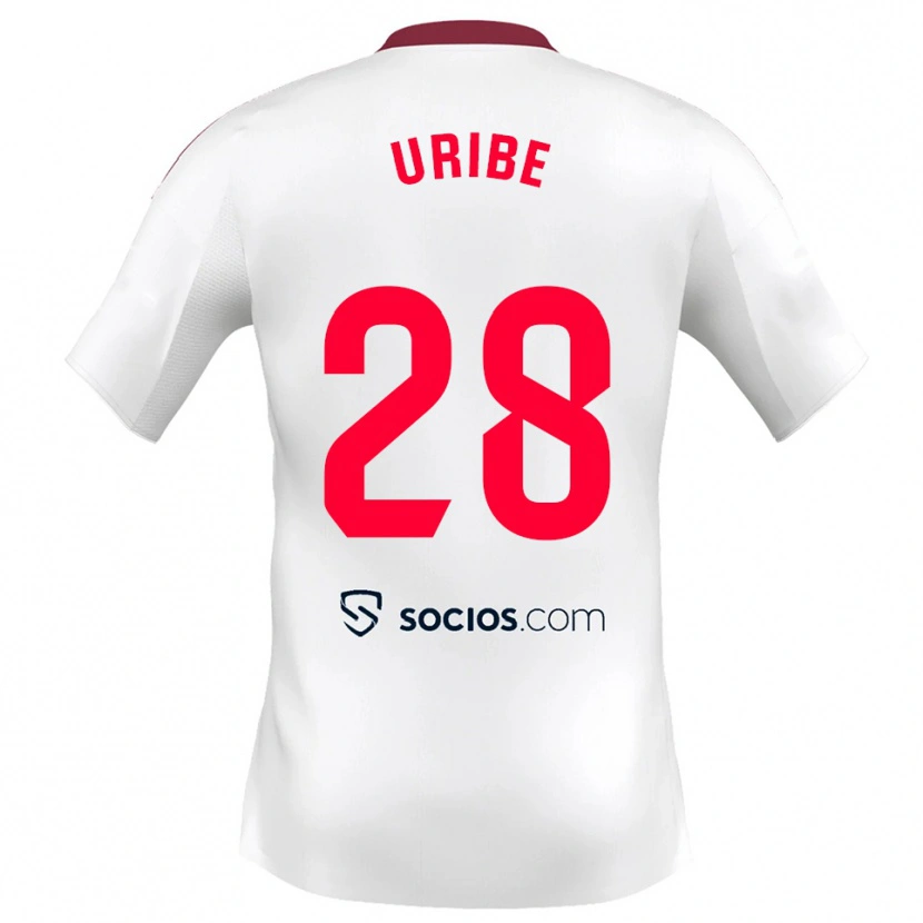 Danxen Enfant Maillot Raúl Uribe #28 Blanc Rouge Tenues Domicile 2025/26 T-Shirt