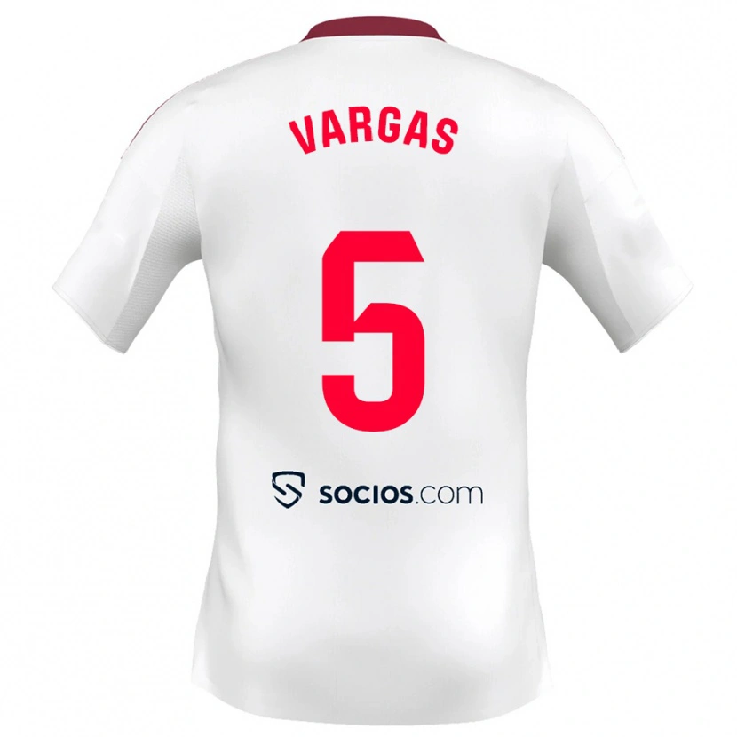 Danxen Enfant Maillot Rubén Vargas #5 Blanc Rouge Tenues Domicile 2025/26 T-Shirt