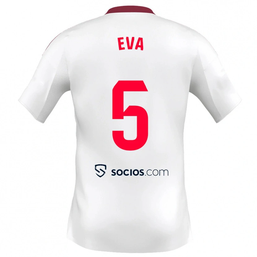Danxen Enfant Maillot Eva Llamas Hernández #5 Blanc Rouge Tenues Domicile 2025/26 T-Shirt