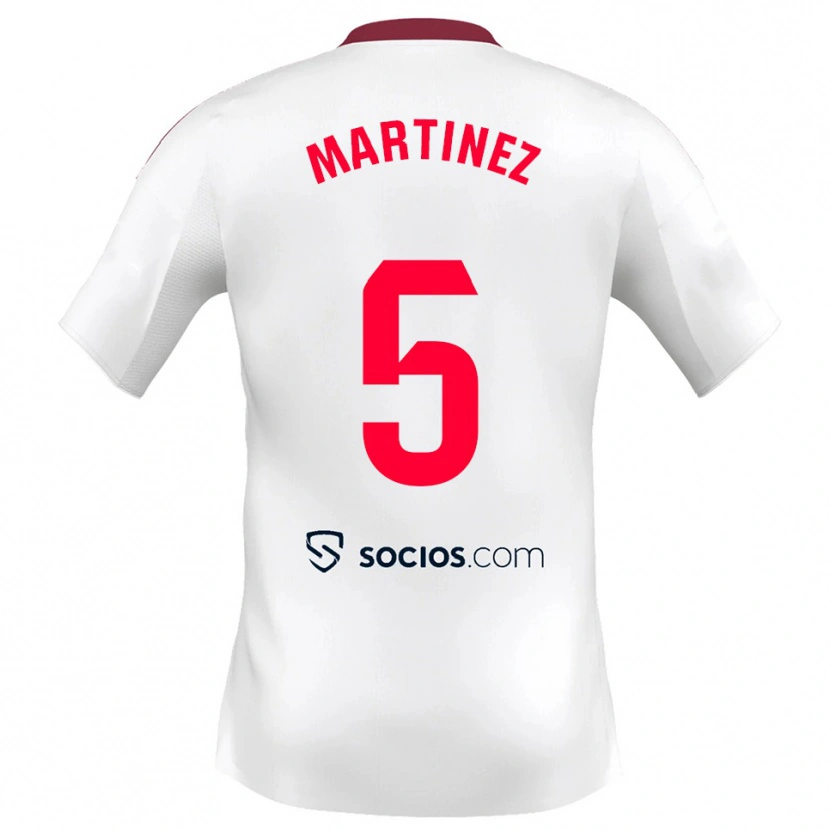 Danxen Enfant Maillot Sergio Martínez #5 Blanc Rouge Tenues Domicile 2025/26 T-Shirt