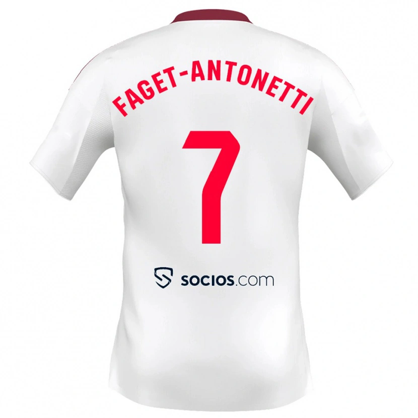 Danxen Enfant Maillot Roméo Faget-Antonetti #7 Blanc Rouge Tenues Domicile 2025/26 T-Shirt