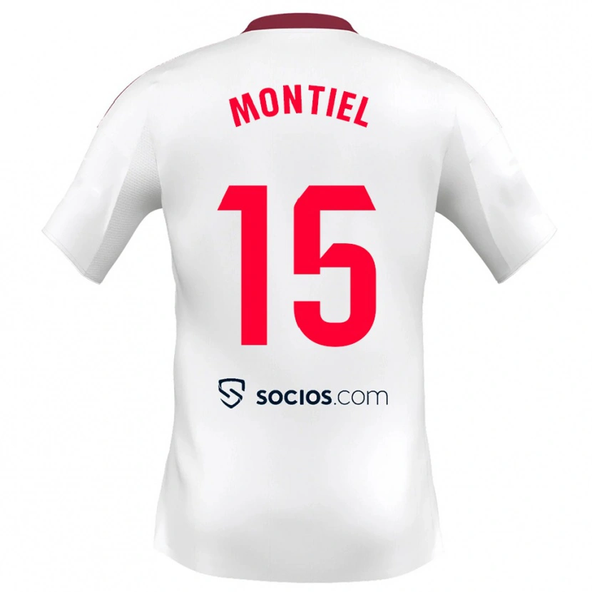 Danxen Enfant Maillot Gonzalo Montiel #15 Blanc Rouge Tenues Domicile 2025/26 T-Shirt