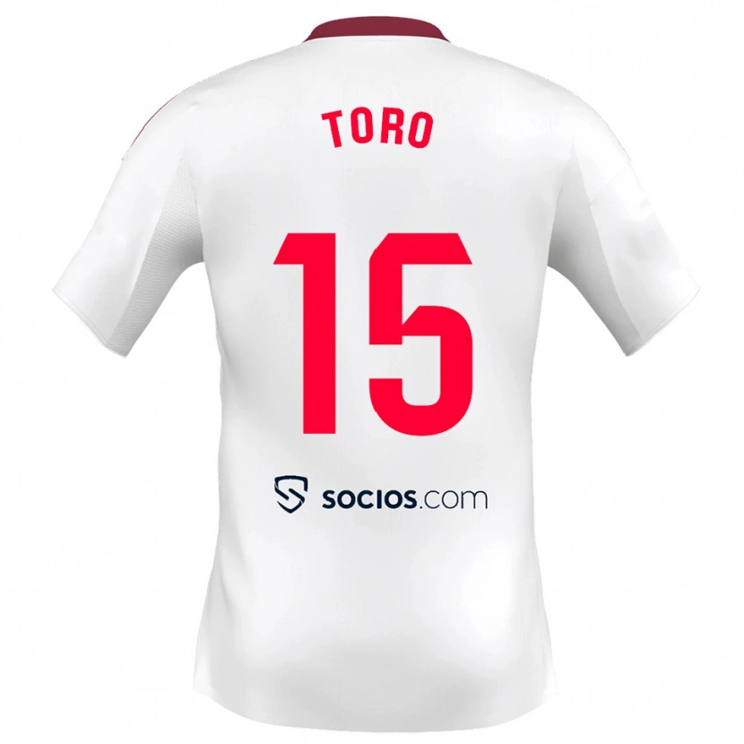 Danxen Enfant Maillot Juanan Toro #15 Blanc Rouge Tenues Domicile 2025/26 T-Shirt