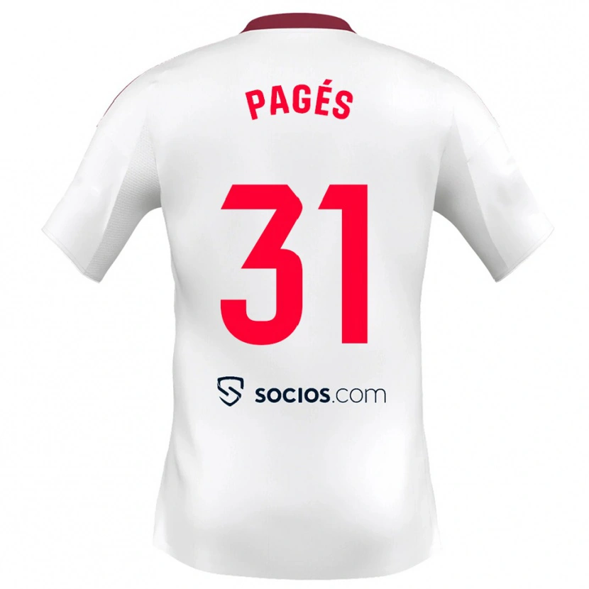 Danxen Enfant Maillot Lukas Pagés #31 Blanc Rouge Tenues Domicile 2025/26 T-Shirt