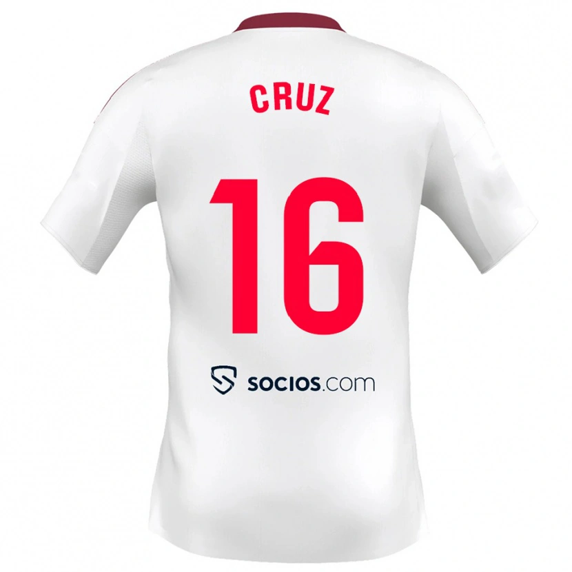 Danxen Enfant Maillot Jesús Cruz #16 Blanc Rouge Tenues Domicile 2025/26 T-Shirt