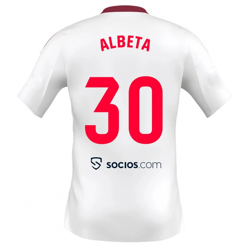 Danxen Enfant Maillot Alba María López Montiel #30 Blanc Rouge Tenues Domicile 2025/26 T-Shirt
