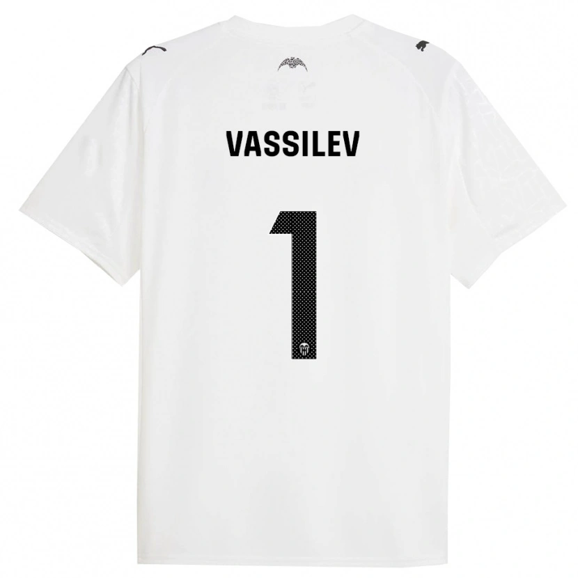 Danxen Enfant Maillot David Vassilev #1 Blanc Noir Tenues Domicile 2025/26 T-Shirt