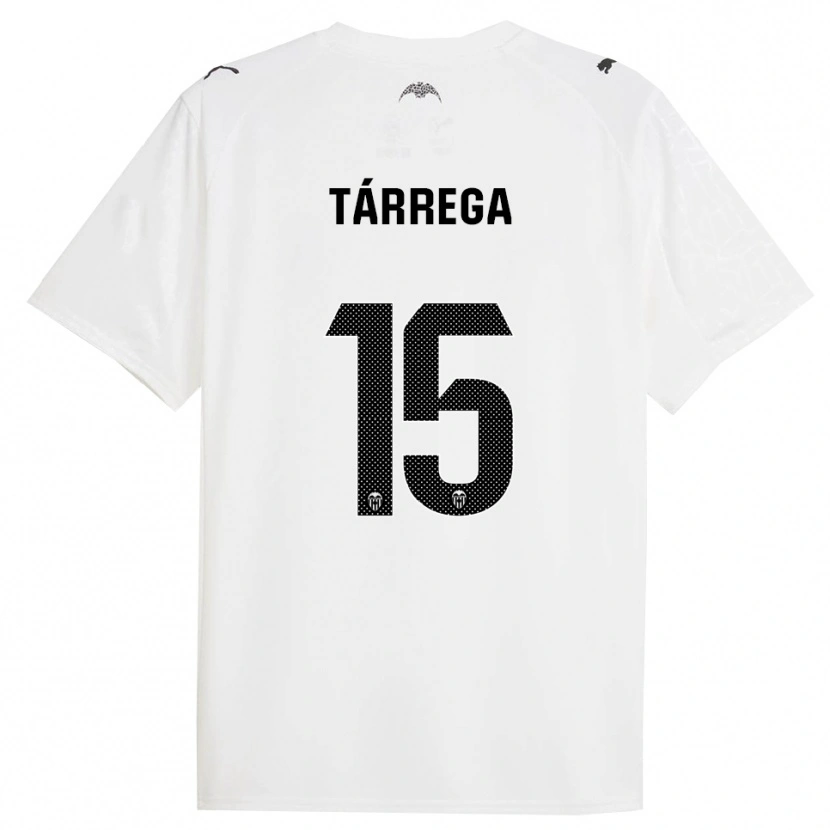 Danxen Enfant Maillot César Tárrega #15 Blanc Noir Tenues Domicile 2025/26 T-Shirt