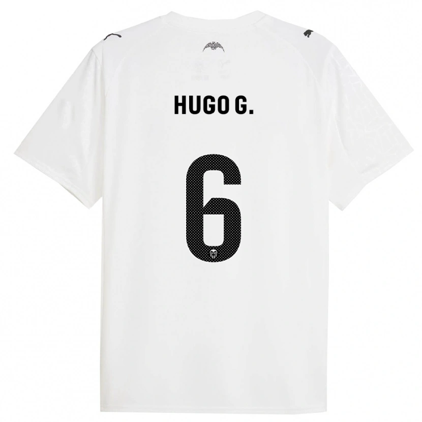 Danxen Enfant Maillot Hugo Guillamón #6 Blanc Noir Tenues Domicile 2025/26 T-Shirt