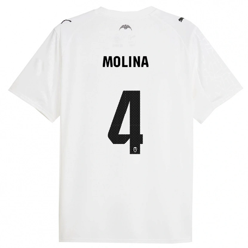 Danxen Enfant Maillot María Molina #4 Blanc Noir Tenues Domicile 2025/26 T-Shirt