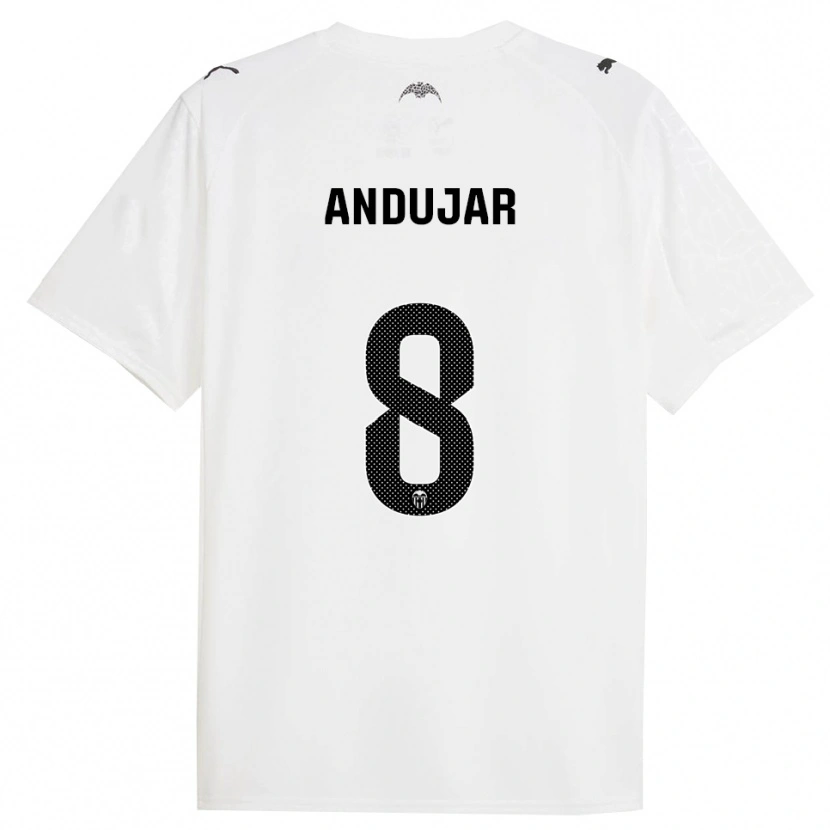 Danxen Enfant Maillot Candela Andujar #8 Blanc Noir Tenues Domicile 2025/26 T-Shirt