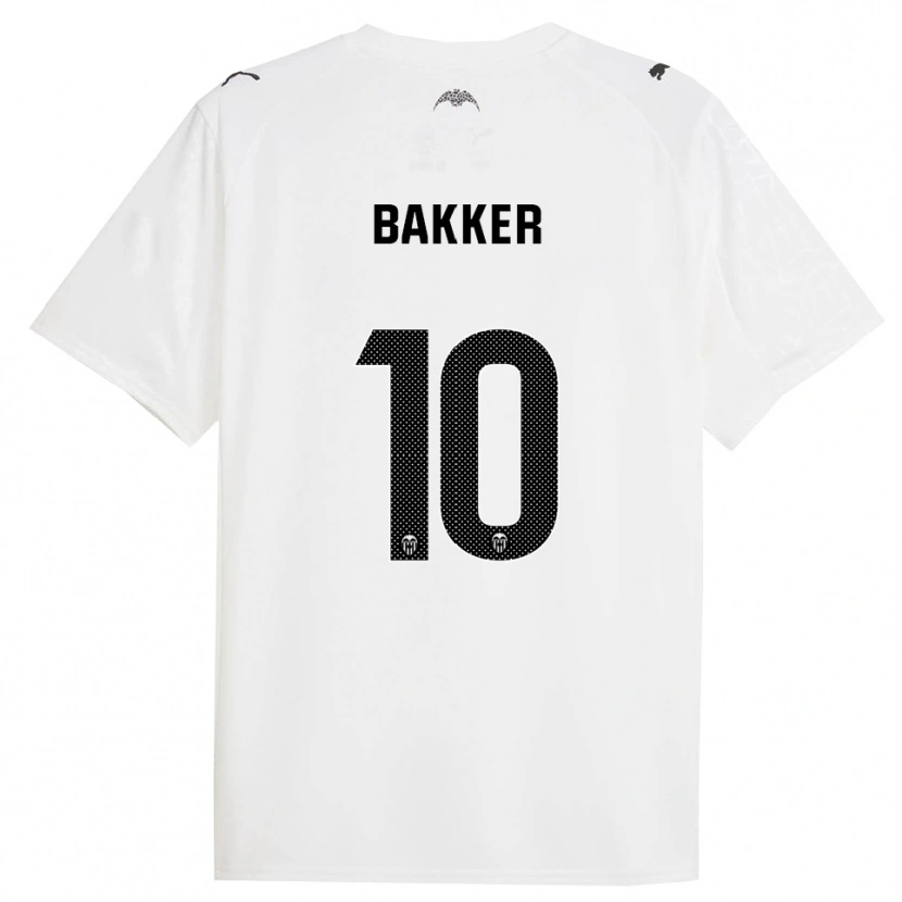 Danxen Enfant Maillot Linda Bakker #10 Blanc Noir Tenues Domicile 2025/26 T-Shirt