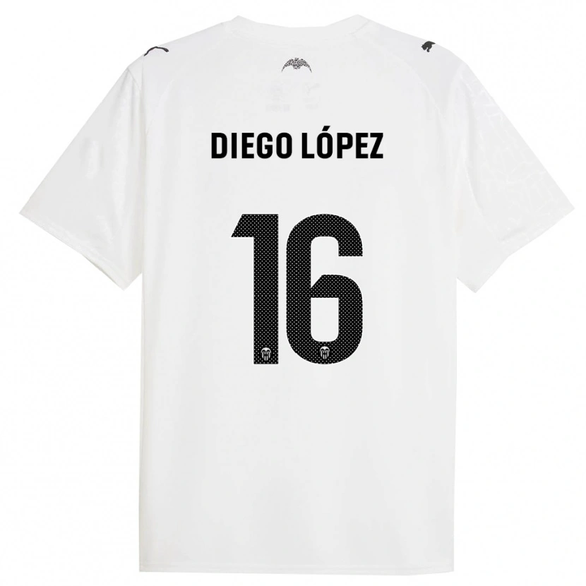 Danxen Enfant Maillot Diego López #16 Blanc Noir Tenues Domicile 2025/26 T-Shirt