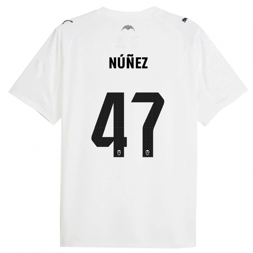 Danxen Enfant Maillot Lucas Núñez #47 Blanc Noir Tenues Domicile 2025/26 T-Shirt