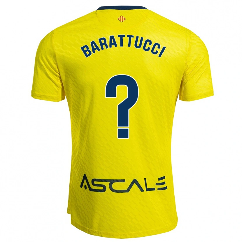Danxen Enfant Maillot Nico Barattucci #0 Jaune Marine Tenues Domicile 2025/26 T-Shirt