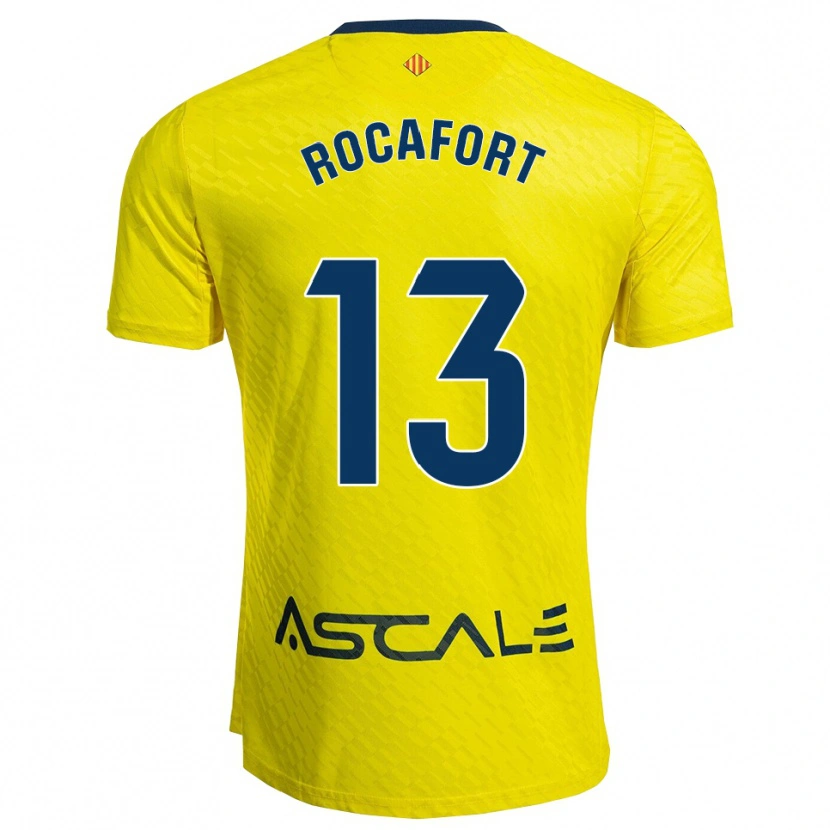 Danxen Enfant Maillot Rodrigo Rocafort #13 Jaune Marine Tenues Domicile 2025/26 T-Shirt